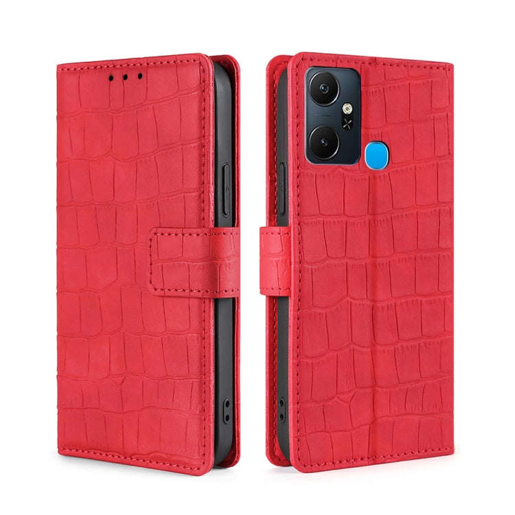 For Infinix Smart 6 Plus Skin Feel Crocodile Magnetic Clasp Leather Phone Case(Red)