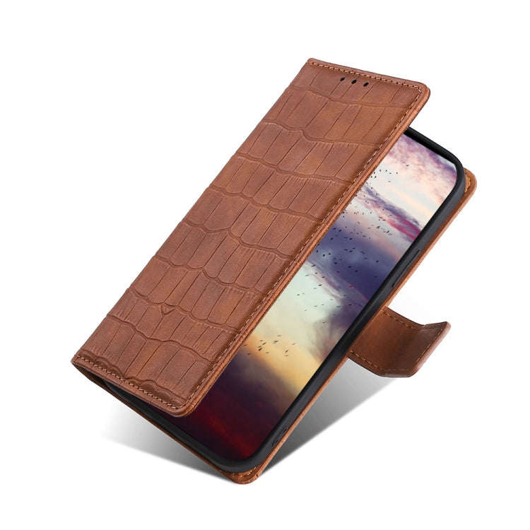 For Tecno Camon 19 / 19 Pro Skin Feel Crocodile Magnetic Clasp Leather Phone Case(Brown)