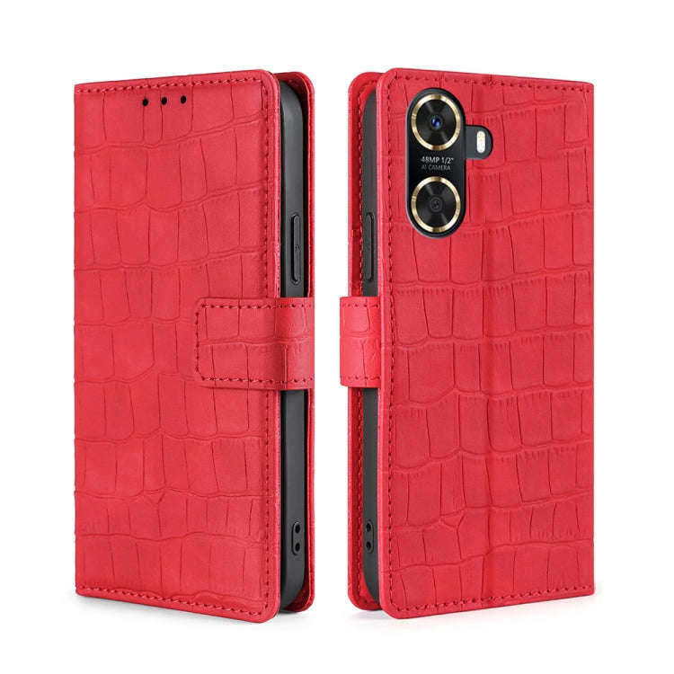 For Huawei Enjoy 60 Skin Feel Crocodile Magnetic Clasp Leather Phone Case(Red)