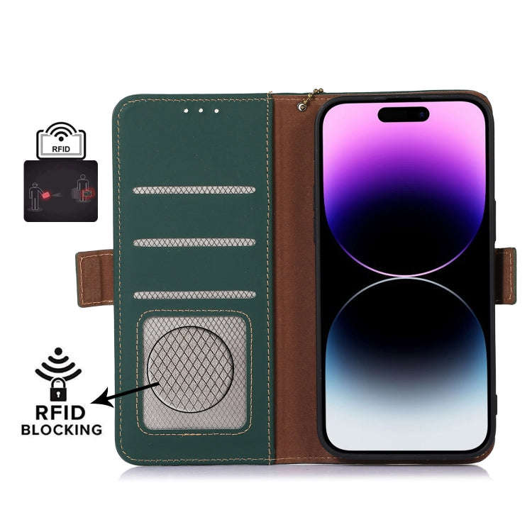 For Google Pixel 8 Pro Genuine Leather Magnetic RFID Leather Phone Case(Green)