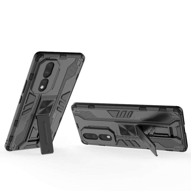 For Honor 80 5G Supersonic PC + TPU Shock-proof Protective Phone Case with Holder(Black)