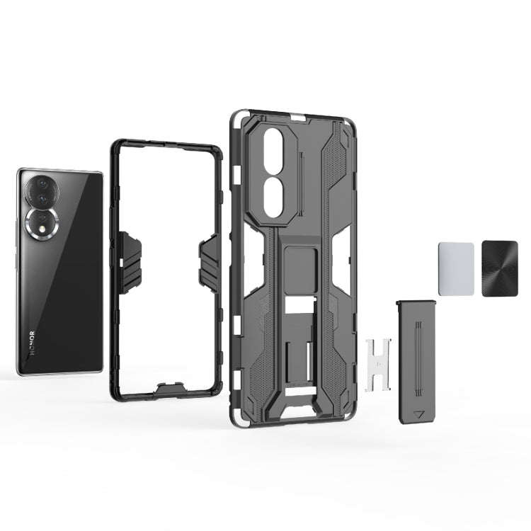 For Honor 80 5G Supersonic PC + TPU Shock-proof Protective Phone Case with Holder(Black)