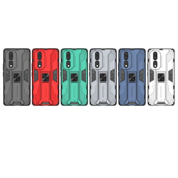 For Honor 80 5G Supersonic PC + TPU Shock-proof Protective Phone Case with Holder(Black)