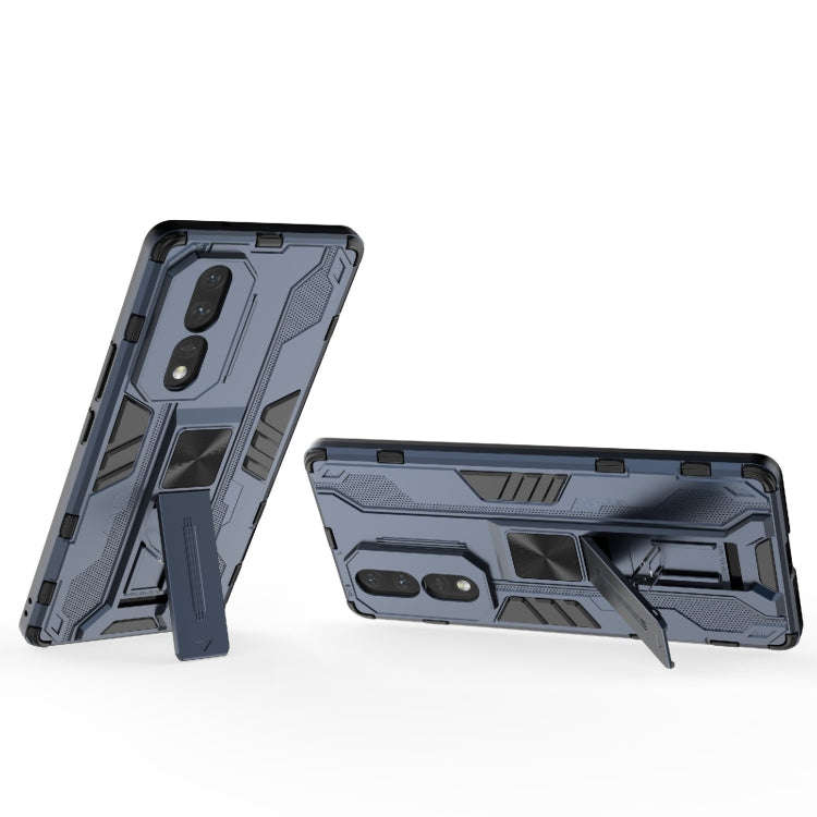 For Honor 80 5G Supersonic PC + TPU Shock-proof Protective Phone Case with Holder(Blue)