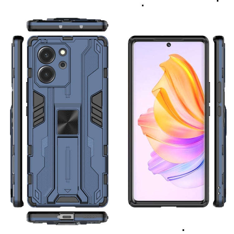 For Honor 80 SE 5G Supersonic PC + TPU Shock-proof Protective Phone Case with Holder(Blue)