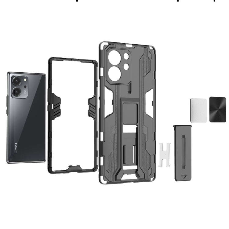 For Honor 80 SE 5G Supersonic PC + TPU Shock-proof Protective Phone Case with Holder(Blue)