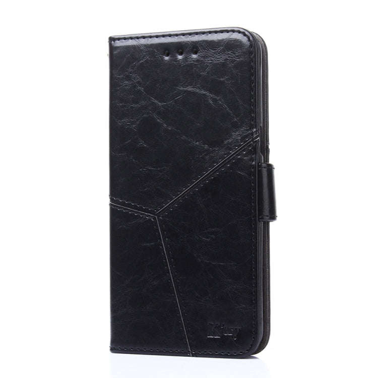 For Tecno Pop 6 Pro Geometric Stitching Flip Leather Phone Case(Black)