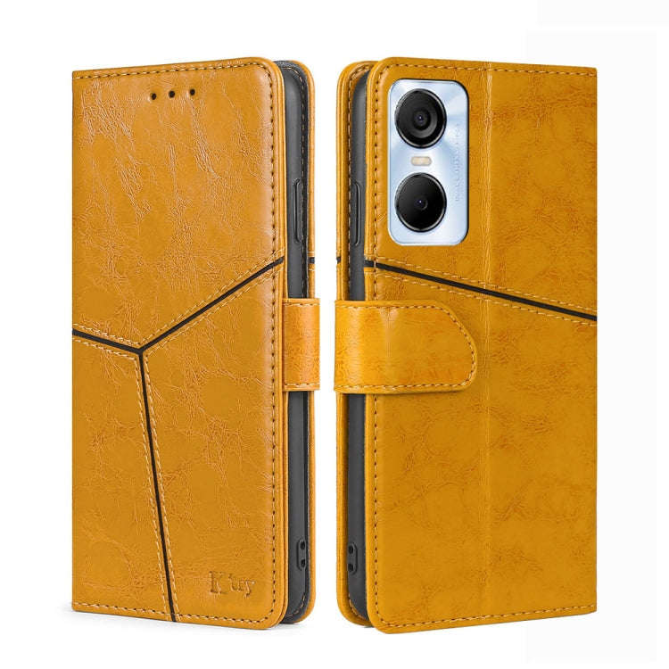 For Tecno Pop 6 Pro Geometric Stitching Flip Leather Phone Case(Yellow)