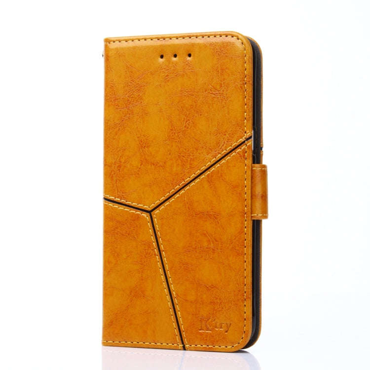 For Tecno Pop 6 Pro Geometric Stitching Flip Leather Phone Case(Yellow)