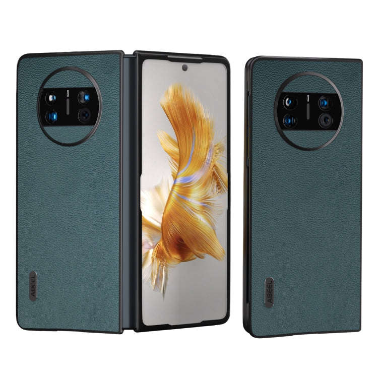 For Huawei Mate X3 Genuine Leather Luolai Series Phone Case(Dark Green)
