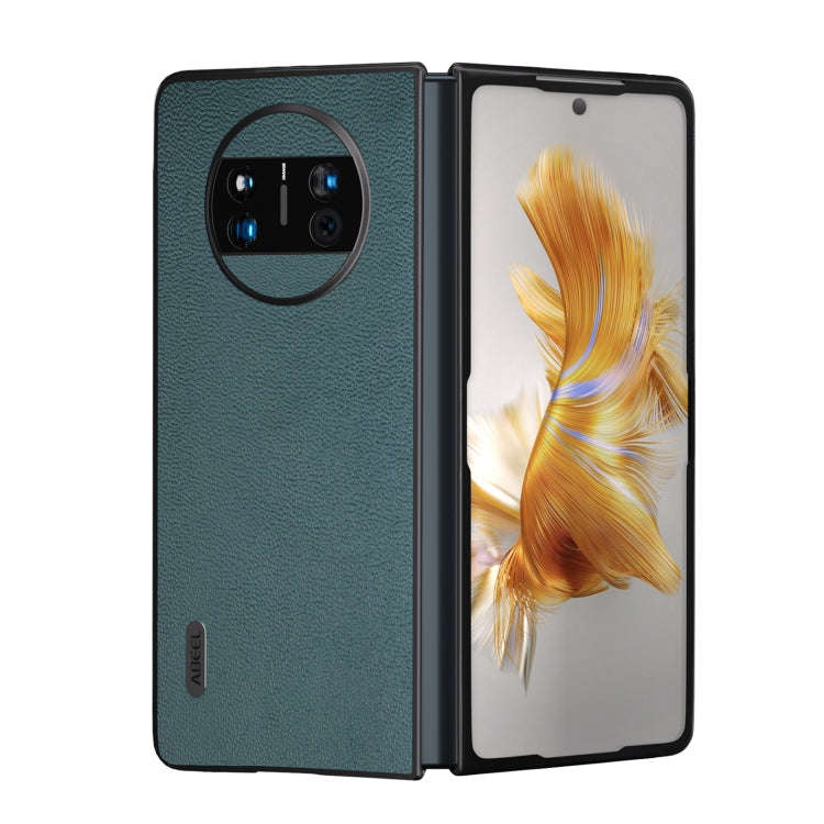 For Huawei Mate X3 Genuine Leather Luolai Series Phone Case(Dark Green)