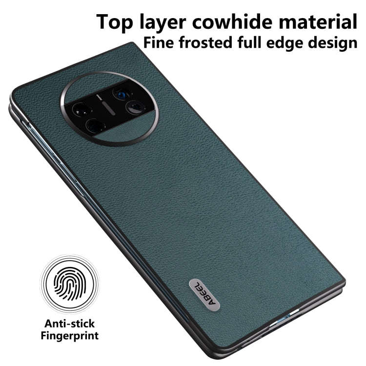 For Huawei Mate X3 Genuine Leather Luolai Series Phone Case(Dark Green)