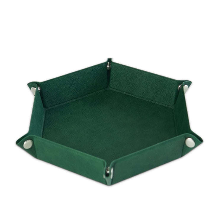 Hexagonal Desktop PU Storage Box Sundries Tray, Size:7 inch(Dark Green)