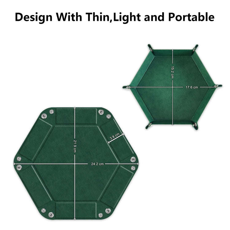 Hexagonal Desktop PU Storage Box Sundries Tray, Size:7 inch(Dark Green)