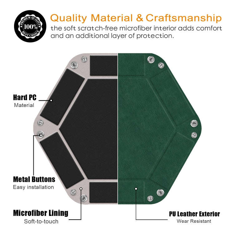 Hexagonal Desktop PU Storage Box Sundries Tray, Size:7 inch(Dark Green)