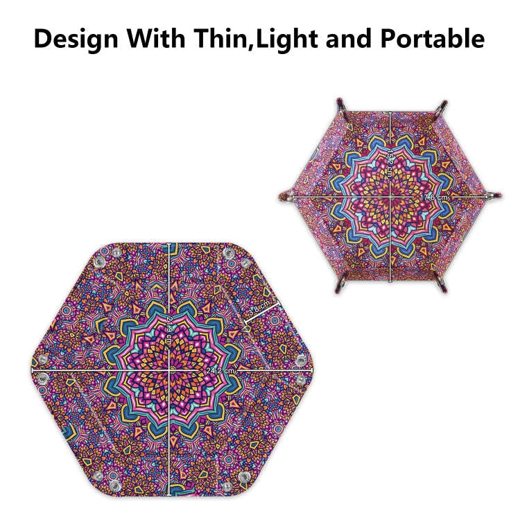 Hexagonal Desktop PU Storage Box Sundries Tray, Size:7 inch(Bohemian Purple)
