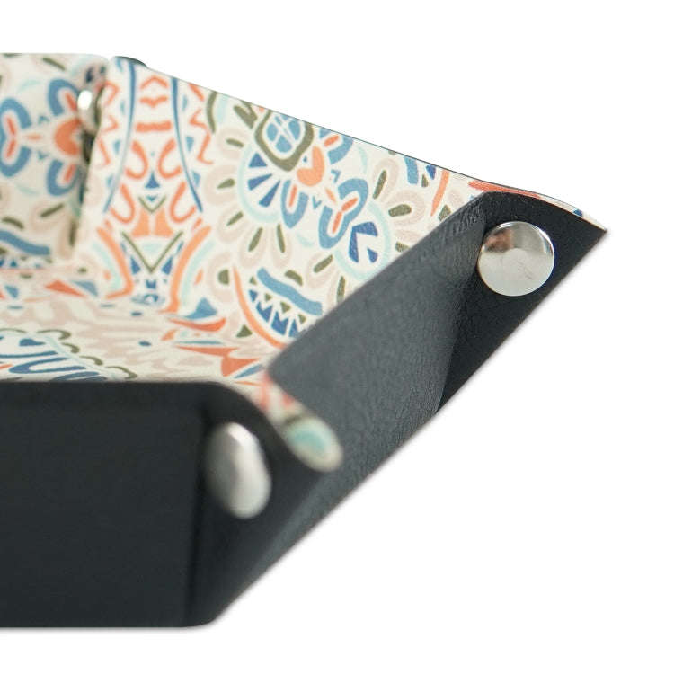 Hexagonal Desktop PU Storage Box Sundries Tray, Size:7 inch(Bohemian Orange)
