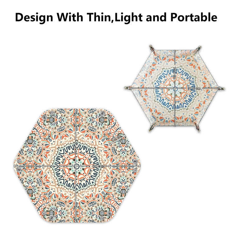 Hexagonal Desktop PU Storage Box Sundries Tray, Size:7 inch(Bohemian Orange)