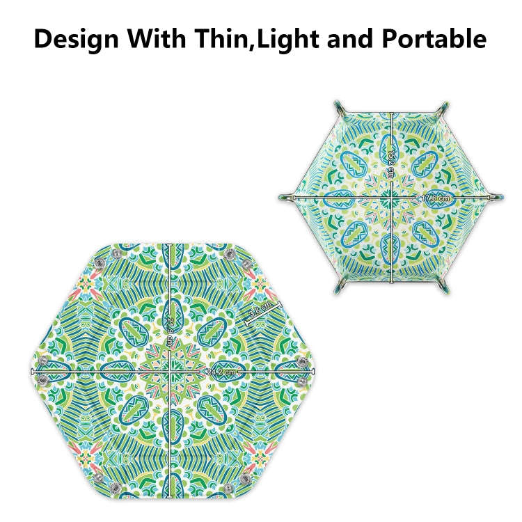 Hexagonal Desktop PU Storage Box Sundries Tray, Size:7 inch(Bohemian Green)