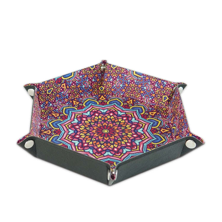 Hexagonal Desktop PU Storage Box Sundries Tray, Size:8 inch(Bohemian Purple)