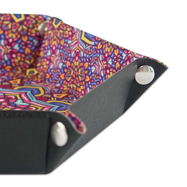 Hexagonal Desktop PU Storage Box Sundries Tray, Size:8 inch(Bohemian Purple)