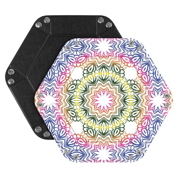 Hexagonal Desktop PU Storage Box Sundries Tray, Size:8 inch(Bohemian Yellow)