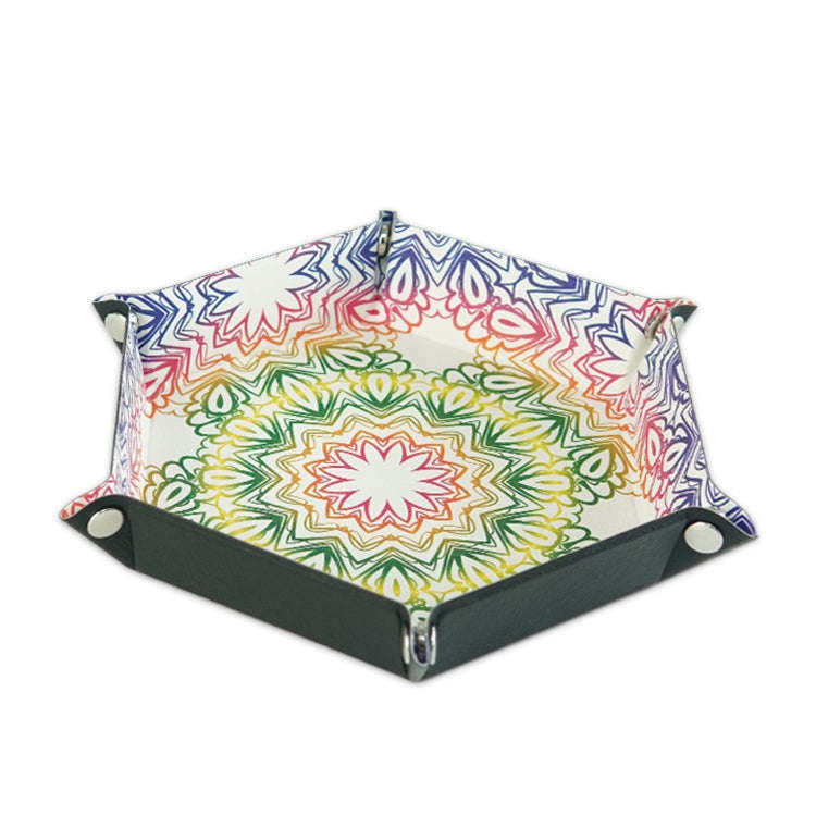 Hexagonal Desktop PU Storage Box Sundries Tray, Size:8 inch(Bohemian Yellow)