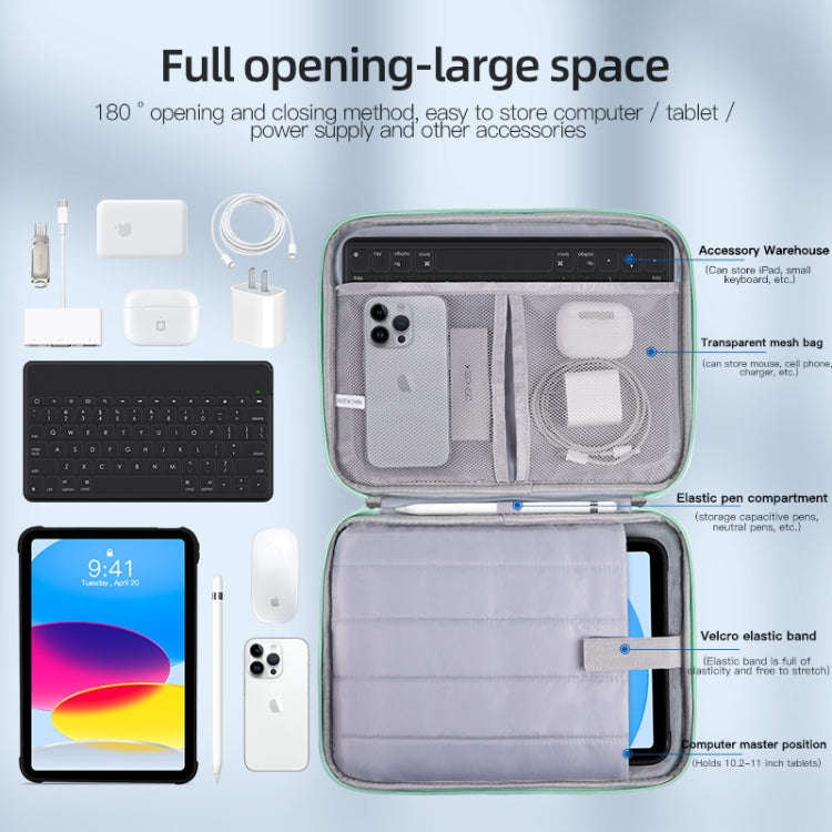 For 9.7-11 inch Laptop Portable Cloth Texture Leather Bag(Blue)