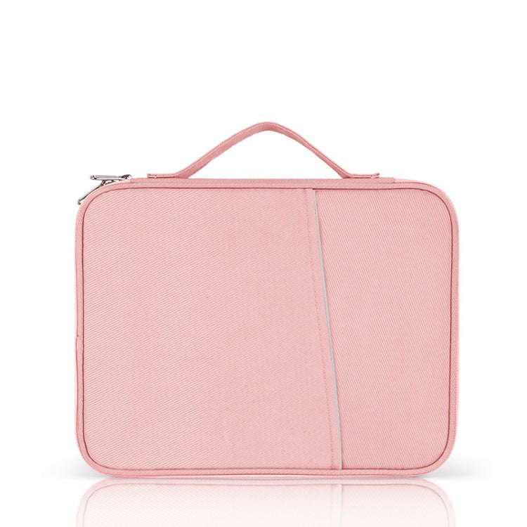 For 12.9-13 inch Laptop Portable Cloth Texture Leather Bag(Pink)