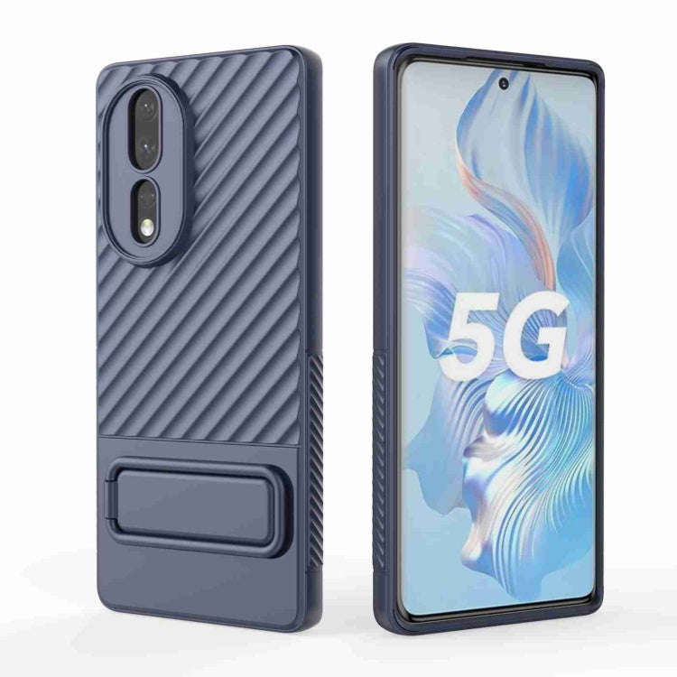 For Honor 80 5G Wavy Texture TPU Phone Case with Lens Film(Royal Blue)