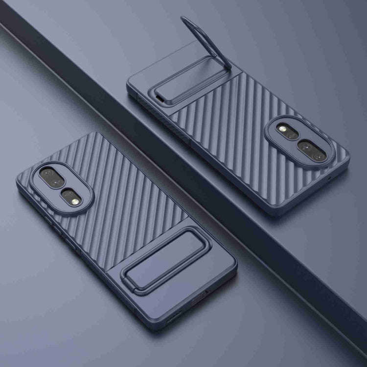 For Honor 80 5G Wavy Texture TPU Phone Case with Lens Film(Royal Blue)