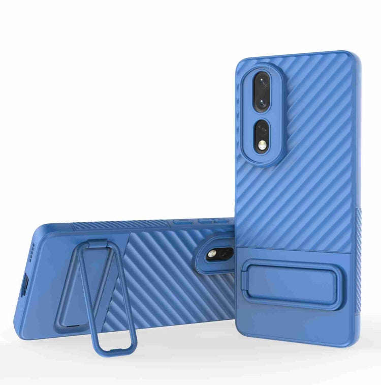For Honor 80 Pro 5G Wavy Texture TPU Phone Case with Lens Film(Blue)