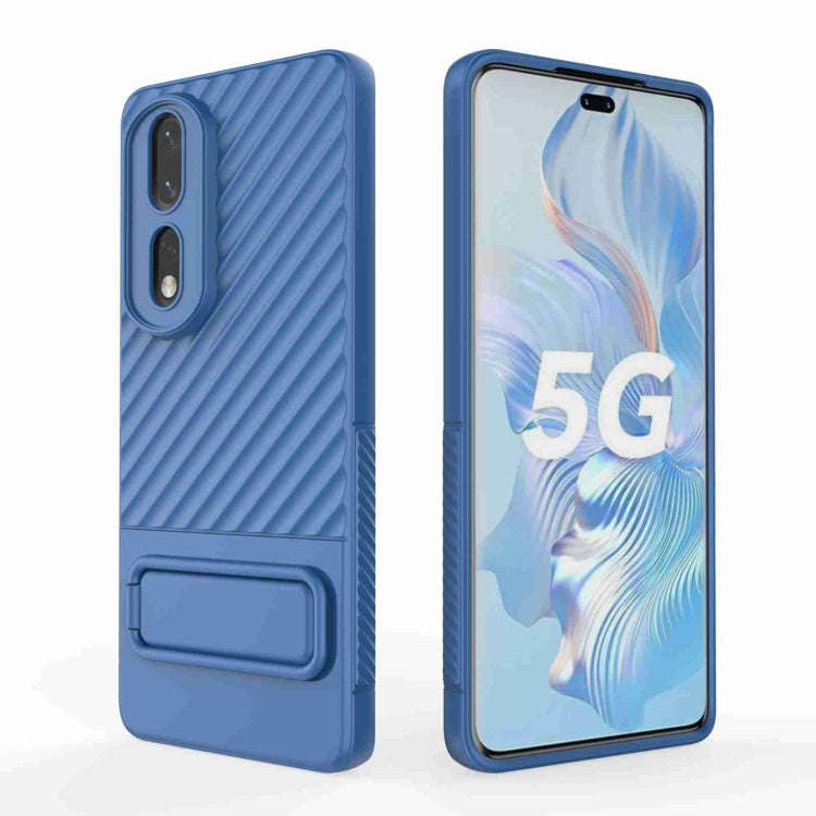 For Honor 80 Pro 5G Wavy Texture TPU Phone Case with Lens Film(Blue)