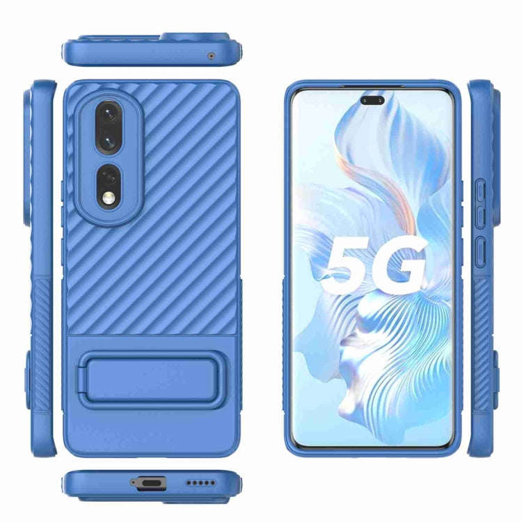 For Honor 80 Pro 5G Wavy Texture TPU Phone Case with Lens Film(Blue)