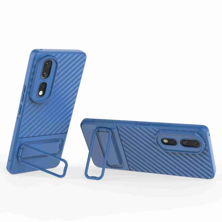 For Honor 80 Pro 5G Wavy Texture TPU Phone Case with Lens Film(Blue)
