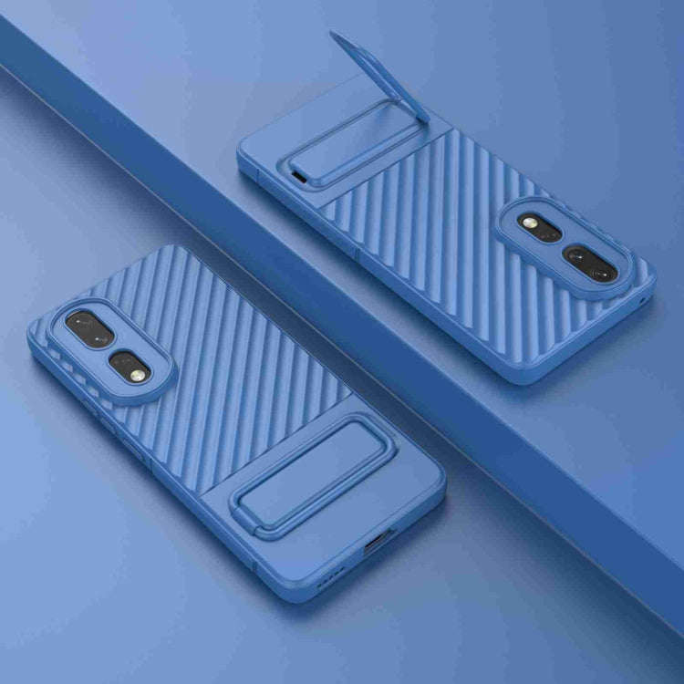 For Honor 80 Pro 5G Wavy Texture TPU Phone Case with Lens Film(Blue)