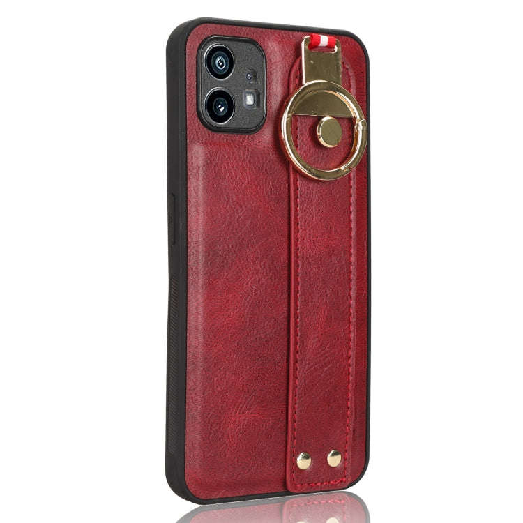 For Nothing Phone 1 Wristband Leather Back Phone Case(Red)