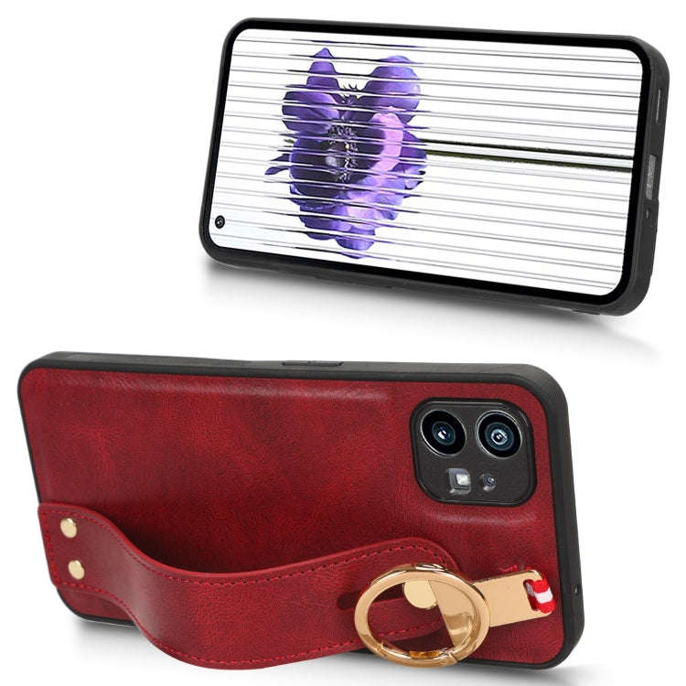 For Nothing Phone 1 Wristband Leather Back Phone Case(Red)