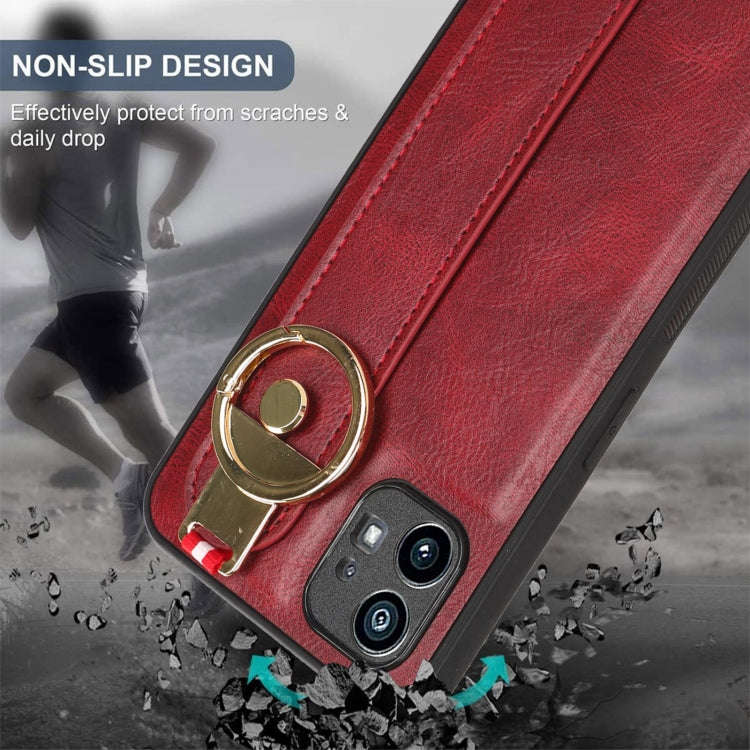 For Nothing Phone 1 Wristband Leather Back Phone Case(Red)
