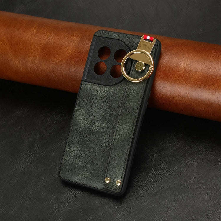 For OnePlus 11R 5G Wristband Leather Back Phone Case(Green)