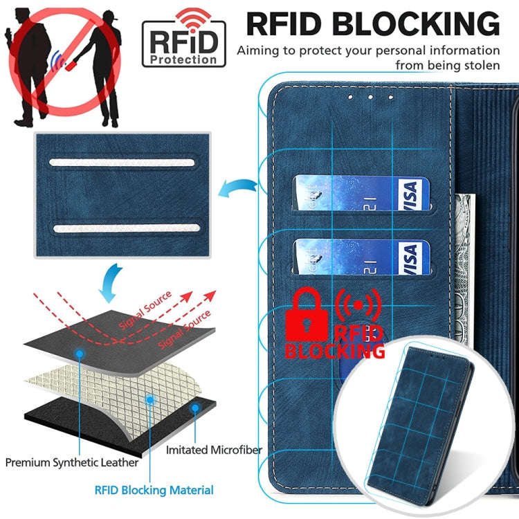 For Honor X40 RFID Anti-theft Brush Magnetic Leather Phone Case(Blue)