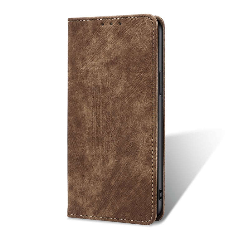 For Infinix Hot 11 Play RFID Anti-theft Brush Magnetic Leather Phone Case(Brown)