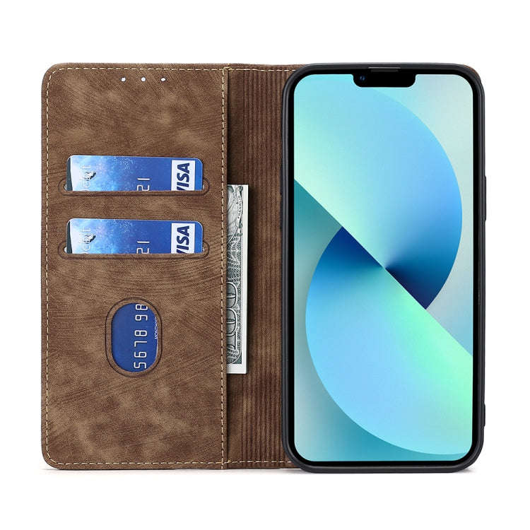 For Infinix Hot 11 Play RFID Anti-theft Brush Magnetic Leather Phone Case(Brown)