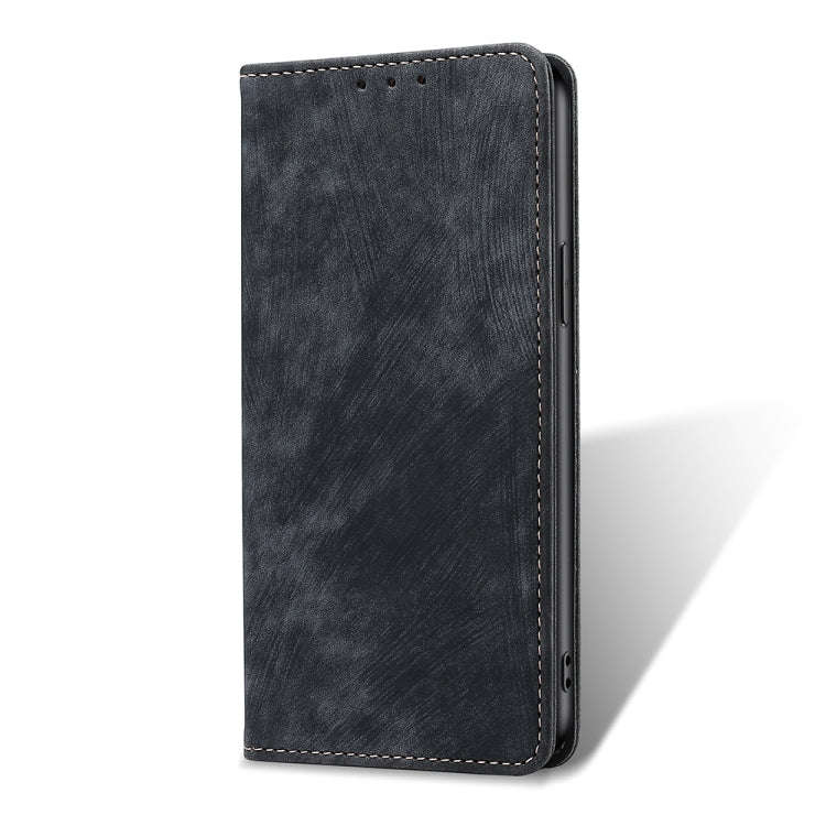 For Infinix Hot 11 Russian Version RFID Anti-theft Brush Magnetic Leather Phone Case(Black)