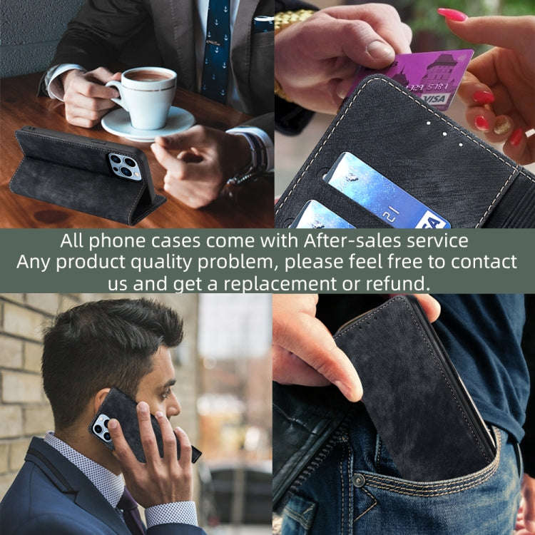For Infinix Hot 11 Russian Version RFID Anti-theft Brush Magnetic Leather Phone Case(Black)