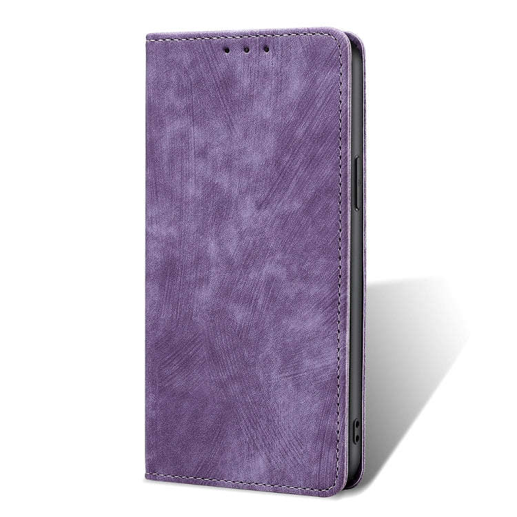 For Infinix Hot 20i RFID Anti-theft Brush Magnetic Leather Phone Case(Purple)