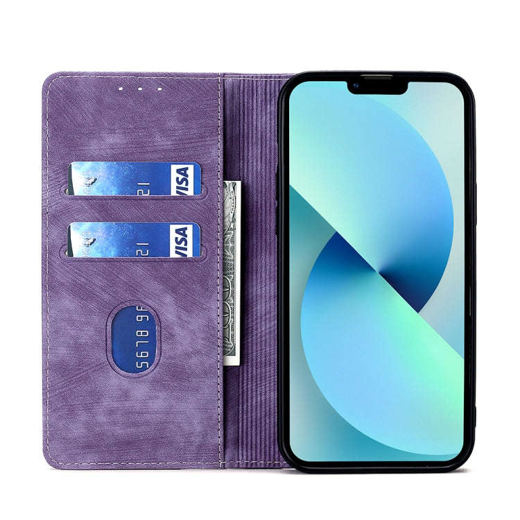 For Infinix Hot 20i RFID Anti-theft Brush Magnetic Leather Phone Case(Purple)