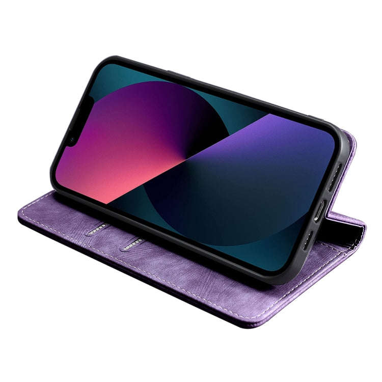 For Infinix Hot 20i RFID Anti-theft Brush Magnetic Leather Phone Case(Purple)