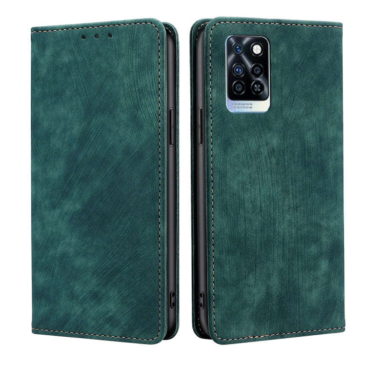 For Infinix Note 10 Pro RFID Anti-theft Brush Magnetic Leather Phone Case(Green)