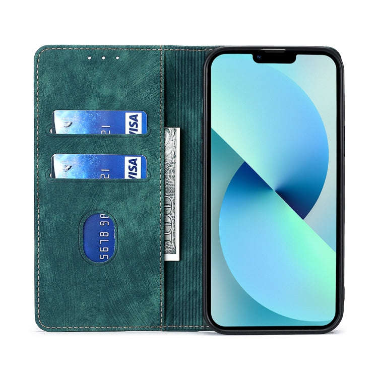 For Infinix Smart 6 Plus RFID Anti-theft Brush Magnetic Leather Phone Case(Green)